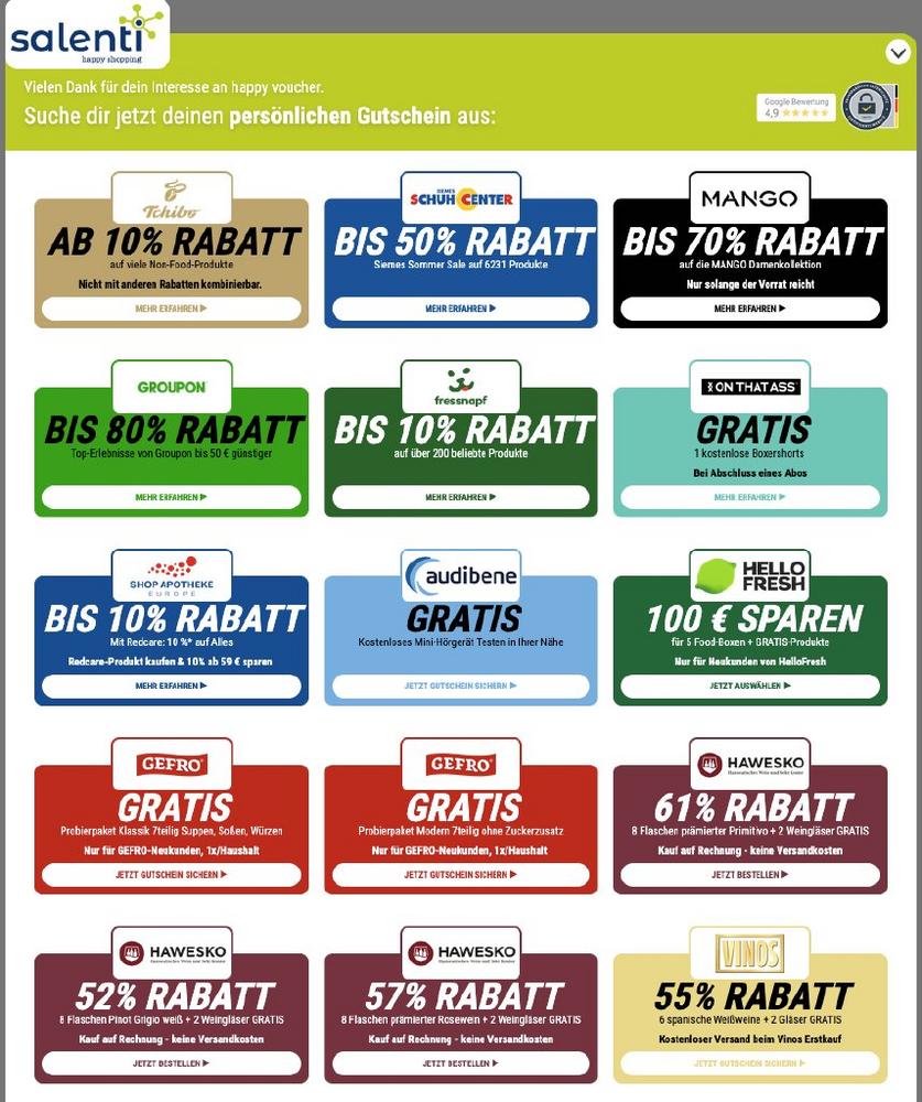happy voucher: das neue Gutschein-Portal von salenti