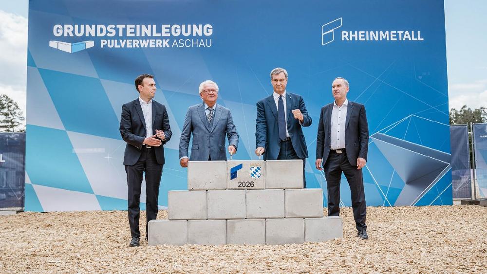 Grundsteinlegung in Aschau: Rheinmetall schafft eine der größten und modernsten Pulverfabriken Europas– nationale Produktionskapazitäten für über eine Million Treibladungsmodule