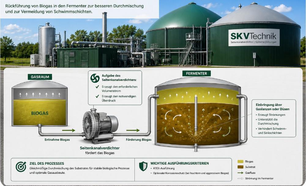 Gasrezirkulation im Fermenter: Biogas gezielt zurückführen und Durchmischung unterstützen