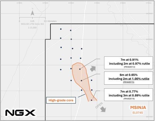 Hochgradige Rutilmineralisierung in geringer Tiefe in neuem Prospektionsgebiet entdeckt