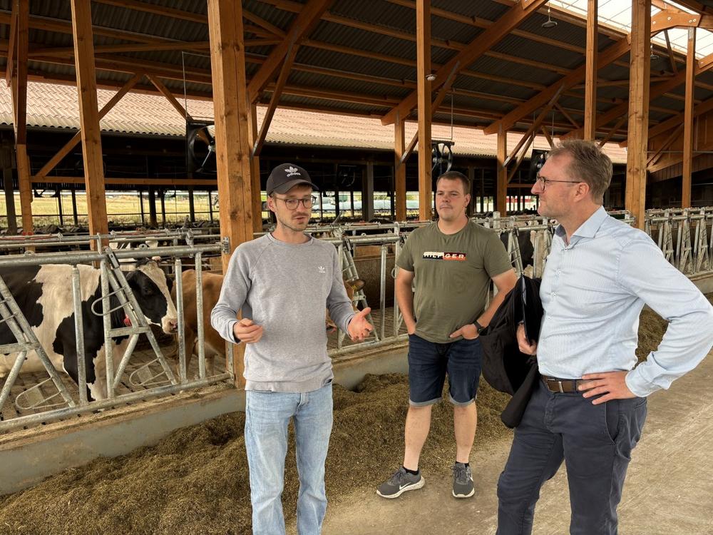 Landrat Dr. Jens Mischak zu Gast auf Milchviehbetrieb in Stumpertenrod