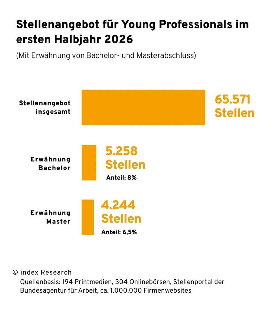Bachelor und Master spielen in Stellenanzeigen für Young Professionals kaum eine Rolle