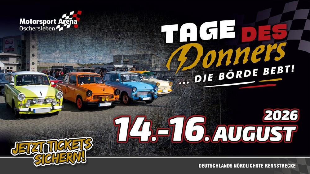 Premiere in der Motorsport Arena Oschersleben: „Tage des Donners – die Börde bebt“ feiert ostdeutsche Fahrzeugkultur