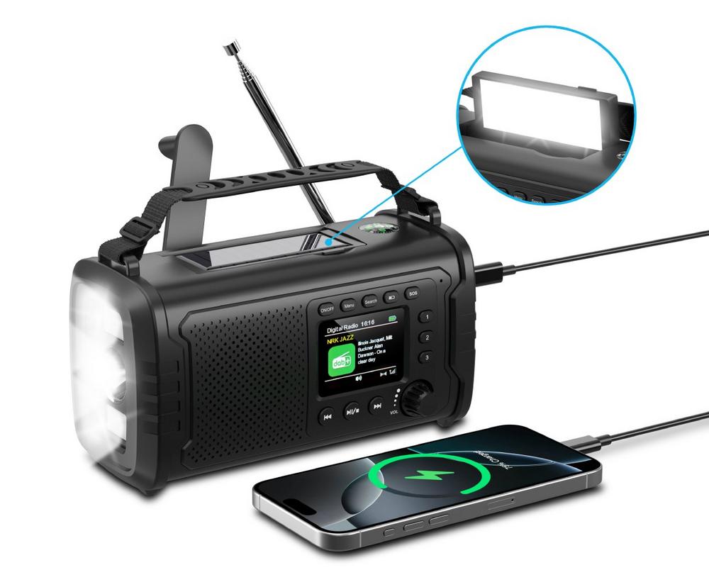 VR-Radio Kurbel-Notfall-Digitalradio SOL-1555 mit USB-Powerbank, LED-Lampe, 20000 mAh