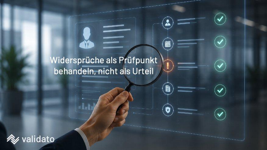 Wie geht Validato mit widersprüchlichen Angaben im Lebenslauf um?