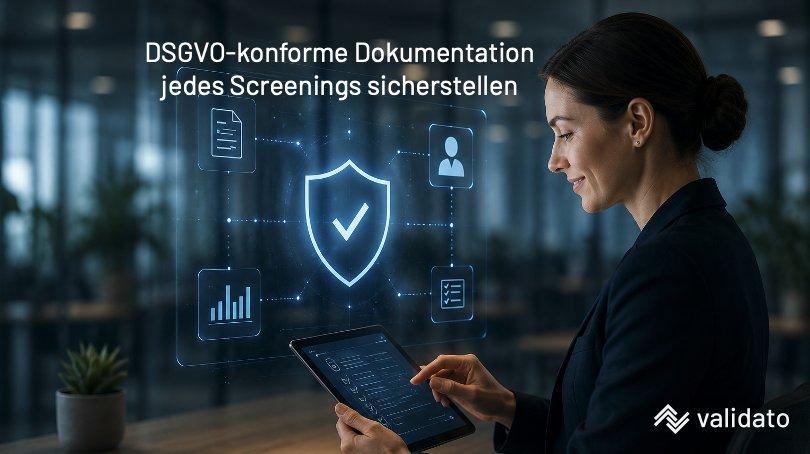 Wie stellt Validato AG sicher, dass ein Screening DSGVO-konform dokumentiert ist?