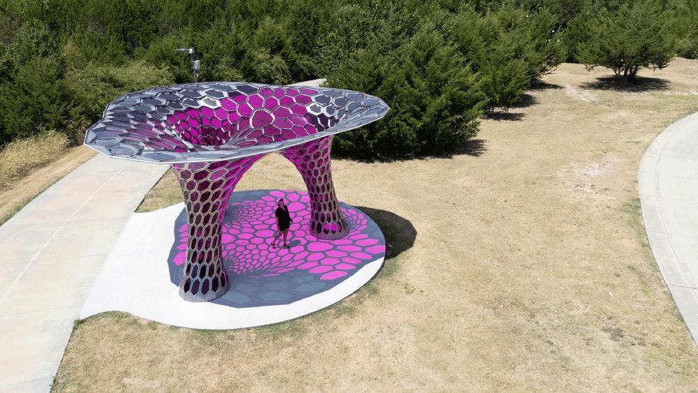 Polycarbonate Sheets Shapes Sculptural Canopy in Dallas