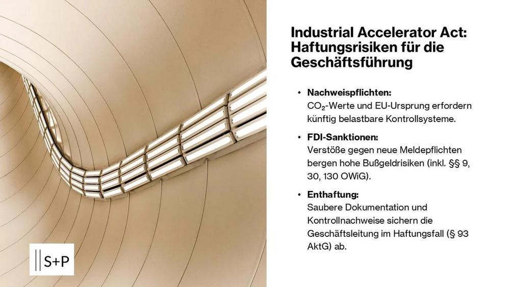 Industrial Accelerator Act: Haftung nach § 93 AktG und § 43 GmbHG