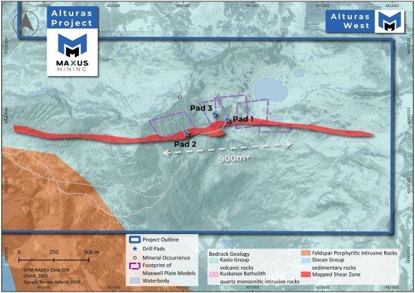 Maxus Mining verfeinert die Bohrziele in Alturas West mithilfe von VTEM-Interpretation und Maxwell-Plattenmodellierung