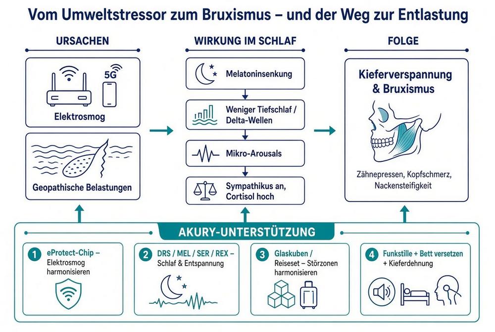 Elektrosmog und geopathische Belastungen verschlechtern die Schlafqualität – und können Bruxismus fördern