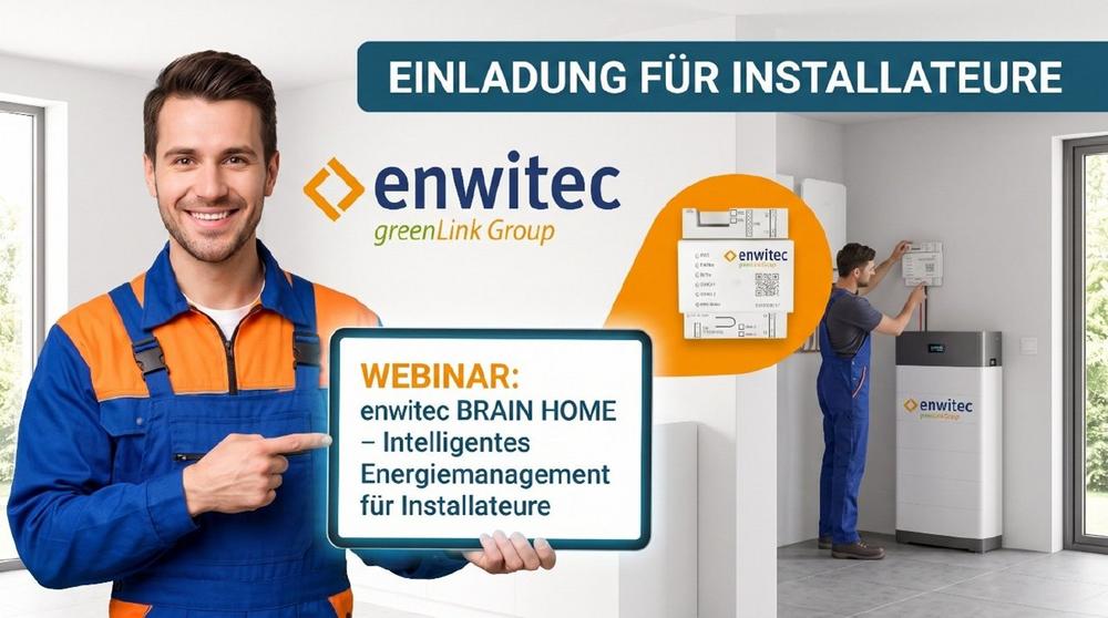 Webinar zeigt Installateuren, wie enwitec BRAIN HOME PV, Speicher, Wallbox und Wärmepumpe vernetzt