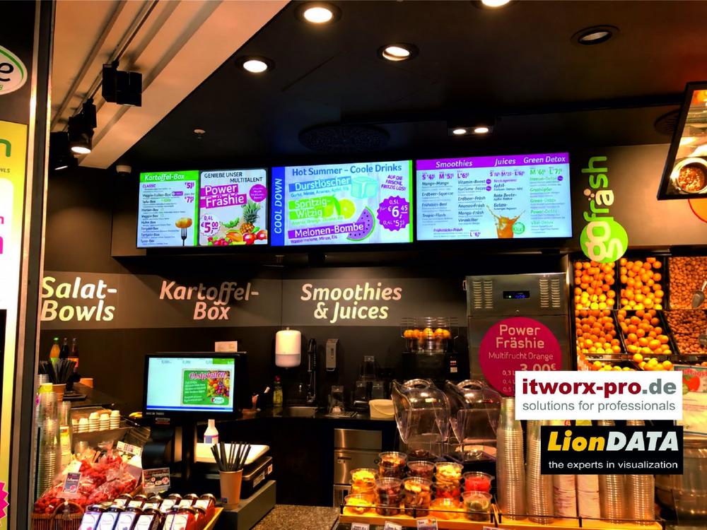Digital Signage bei Rohde frisch & fruchtig in Hamburg: itworx-pro GmbH erweitert digitales Menüboard