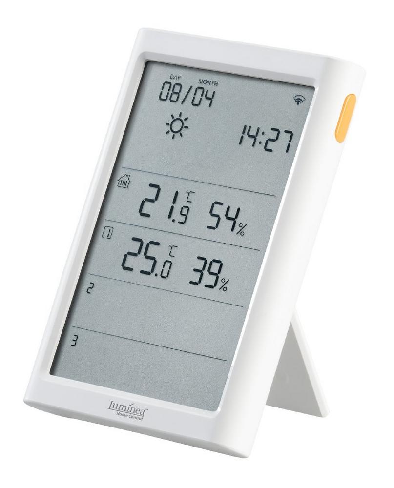 Luminea Home Control WLAN-Hygrometer-/Thermometer-Station TLS-105, 3 Sensoren, Sirene, Lichtsensor