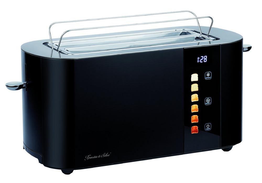 Rosenstein & Söhne Langschlitz-Toaster für 4 Scheiben, Edelstahl, doppelwandig, 1.500 Watt