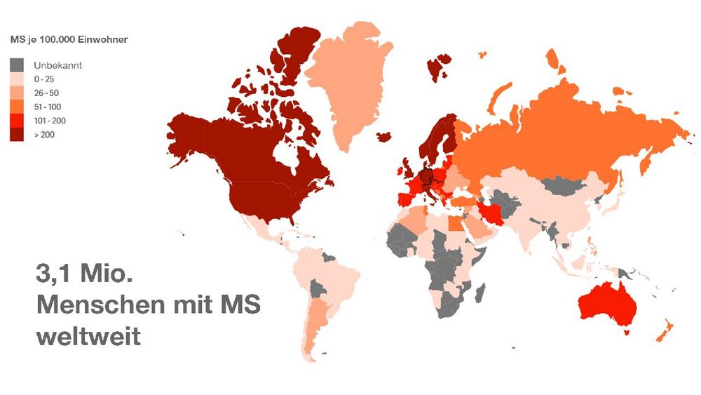 Weltweit leben erstmals mehr als drei Millionen Menschen mit Multipler Sklerose