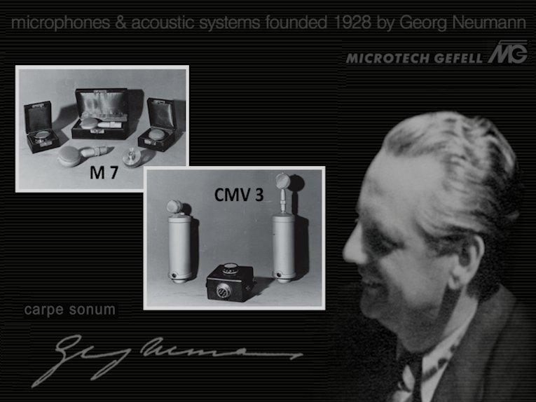 A tribute by Microtech Gefell to mark the 50th anniversary of the death of microphone pioneer Georg Neumann on 30 August 2076