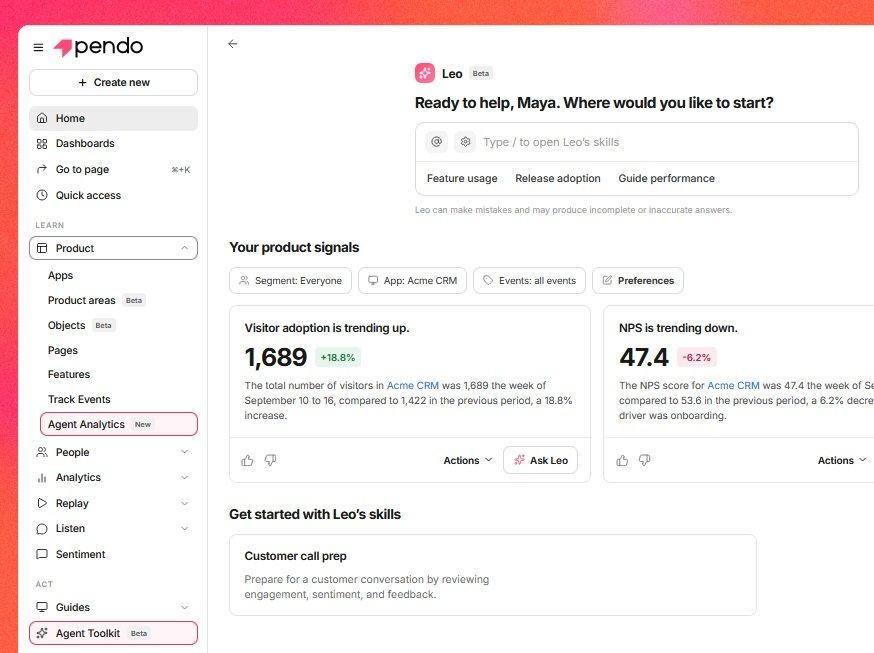 Pendo stellt Pendo for Agents vor: Mehr Kontext für KI-Agenten, messbarer Nutzen für Unternehmen