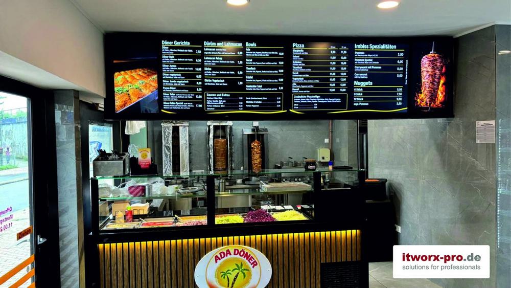 Digitales Menü statt klassischer Speisekarte: itworx-pro stattet Ada Döner in Neumünster mit Digital Signage aus