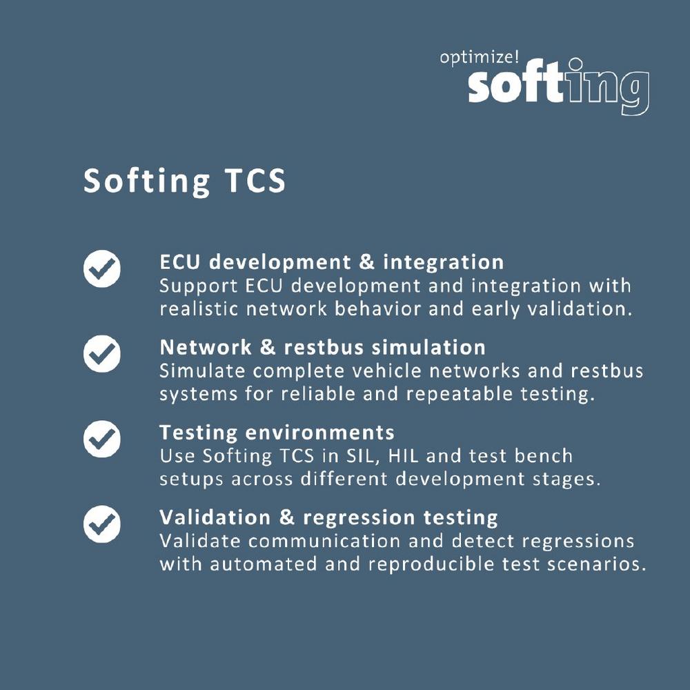 Which application areas does Softing TCS cover?